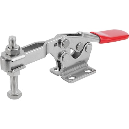 Kipp Toggle Clamp Std L=173, Form:C Stainless Steel, Horizontal Foot, Comp:Plastic, Comp:Red, F2=3200 K1240.133200